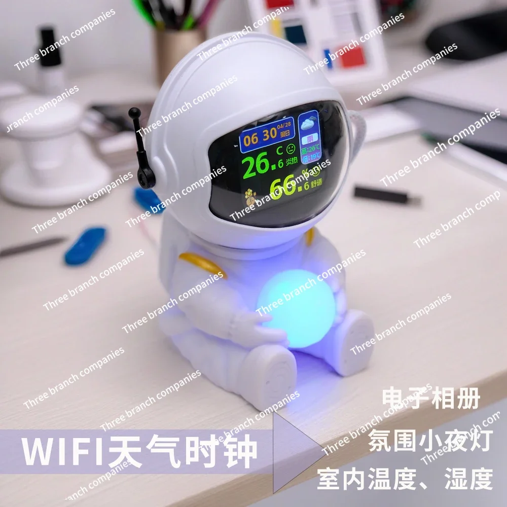 WiFi automatic clock today's weather forecast network synchronization indoor greenhouse humidity luminous color screen monitor