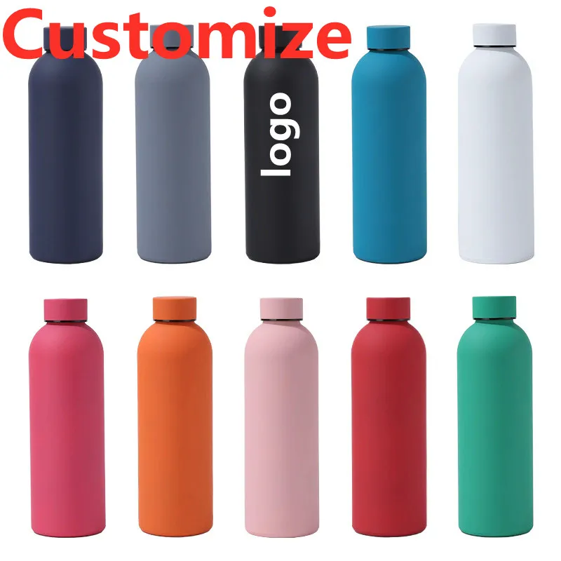 Newest Vacuum Water Bottles 500ML Safety 304 Stainless Steel Sports Leakproof Thermose Students Birth Gift Customized Logo DIY