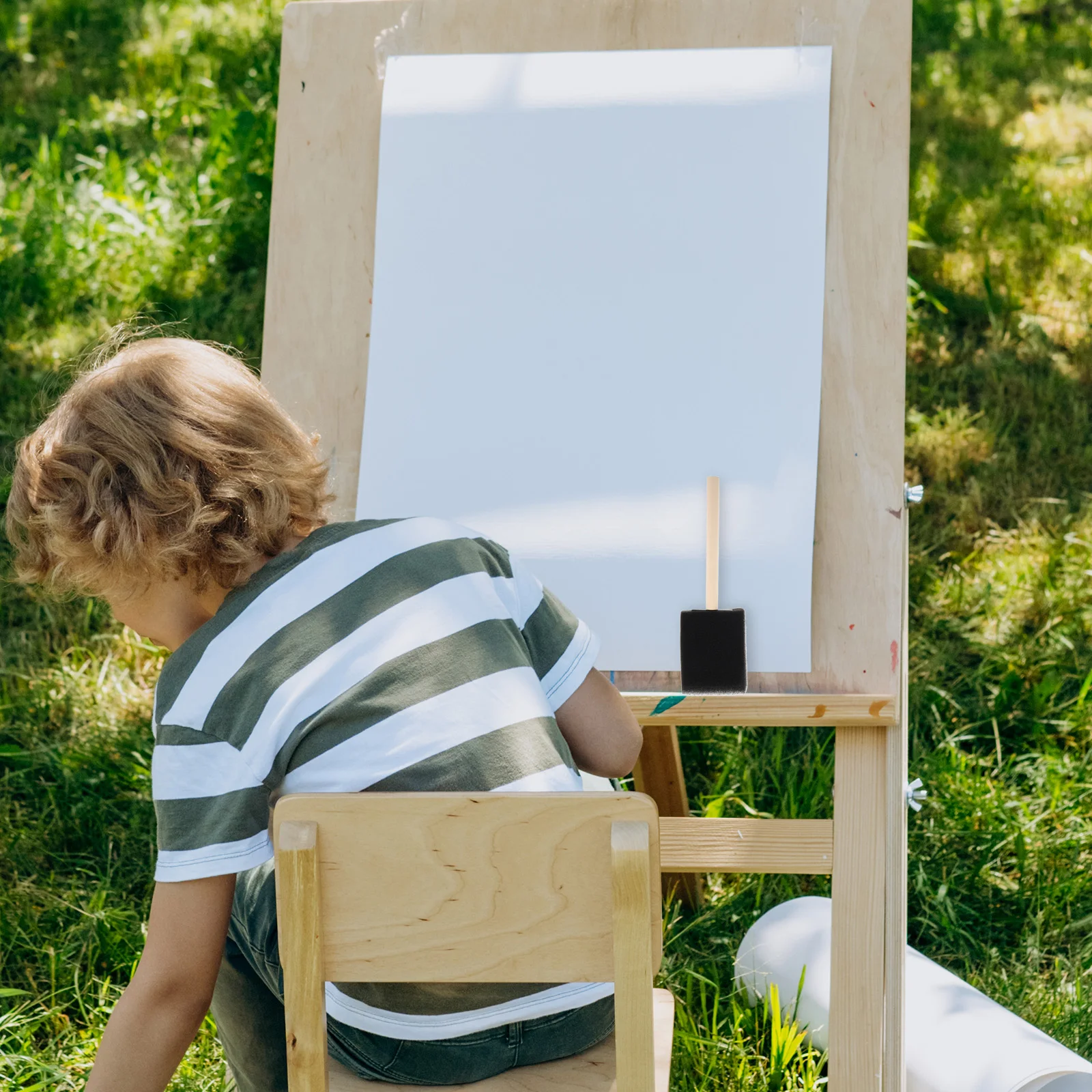 6 шт. детские губчатые кисти с деревянной ручкой, мягкие черные многофункциональные для рисования, рукоделия, легко чистящийся художественный инструмент