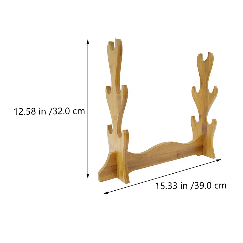 5-Tier Wooden Sword Display Stand for Wakizashi, Katana, or Collectible Blade Storage & Desktop Organization
