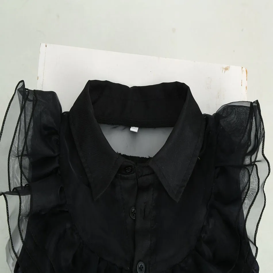 Girls Wednesday Costume Kids Princess Halloween Black Fantasy Children Family Pageant Layered Prom Dress Addams Dancing Dress image 4