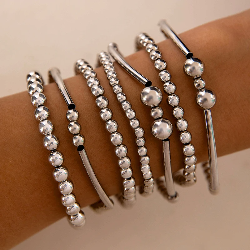 Tocona Goth Creative White Imitation Pearl Chain Bracelet for Women 2024 Trend Beaded Charm Bangles Couple Hand Jewelry27901