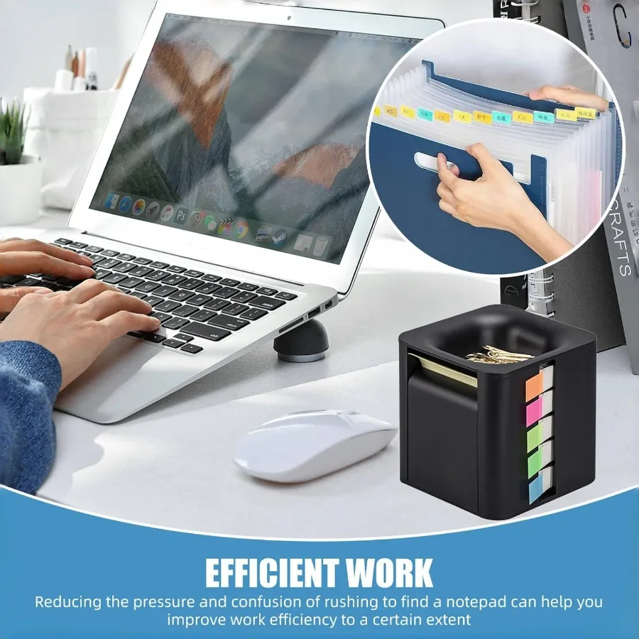 5in1 Sticky Note Dispenser and Holder with Pop Up Notes Transparent Tabs Magnetic Paper Clip Holder Roll Sticky Notes Multifunc