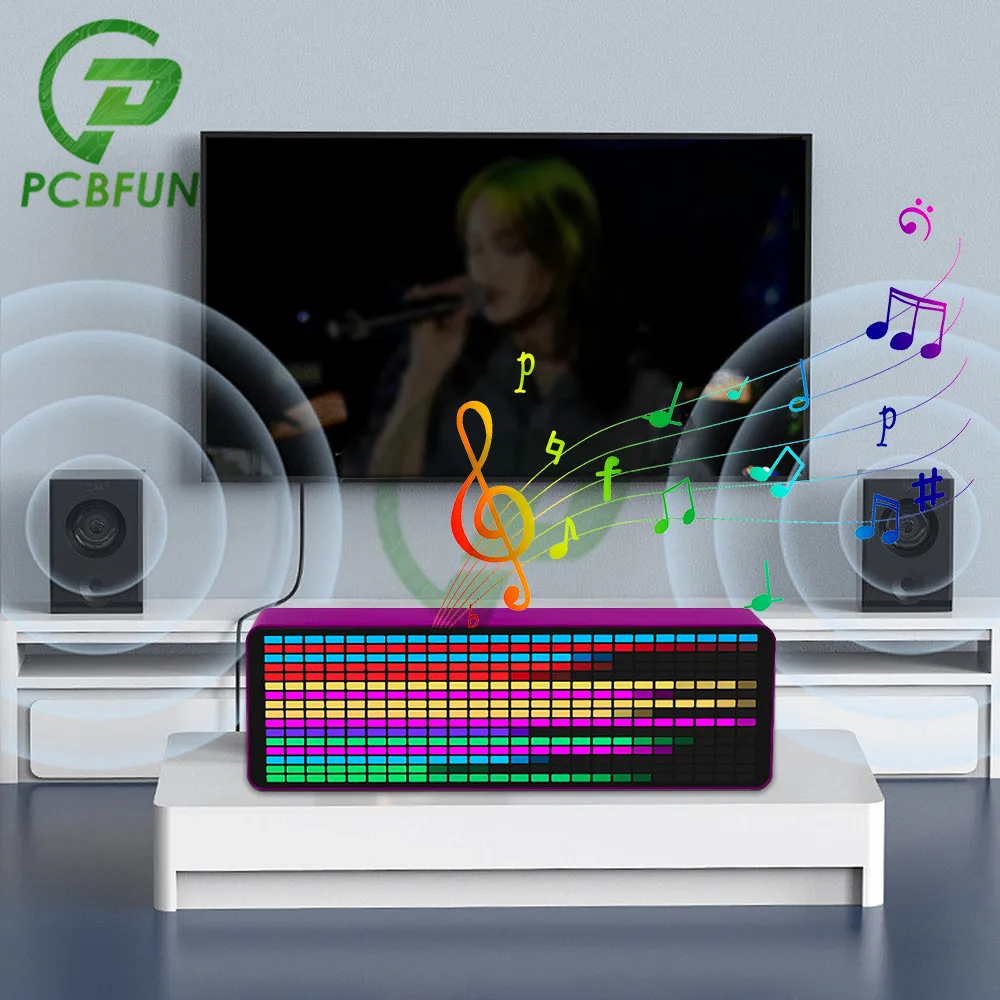 Color RGB Music Spectrum Display LED Pick up Ambient Light Electronic Clock Sound Control Spectrum Level Indicator Rhythm Light