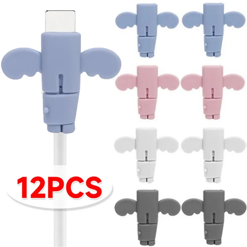 12-1 szt. Silikonowa osłona kabla ładowarki do telefonów Iphone Samsung Xiaomi Uniwersalna ładowarka Kabel do transmisji danych Nawijarka zapobiegająca przerwaniu
