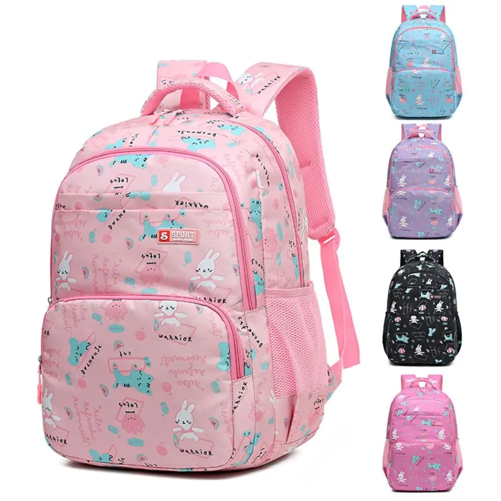 Large Capacity Cartoon Children Backpack Rabbit Girls Boys Fashion Children Bag Burden Reduction Oxford School Backpack