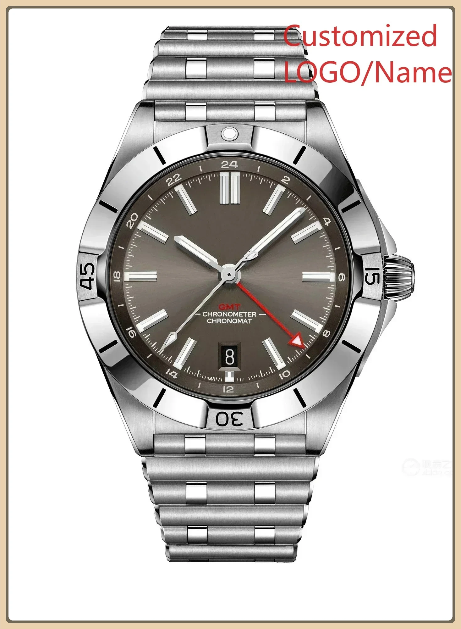 Green Blue Watches GMT Chronomat Automatic Mechanical 904L Stainless Steel Customized
