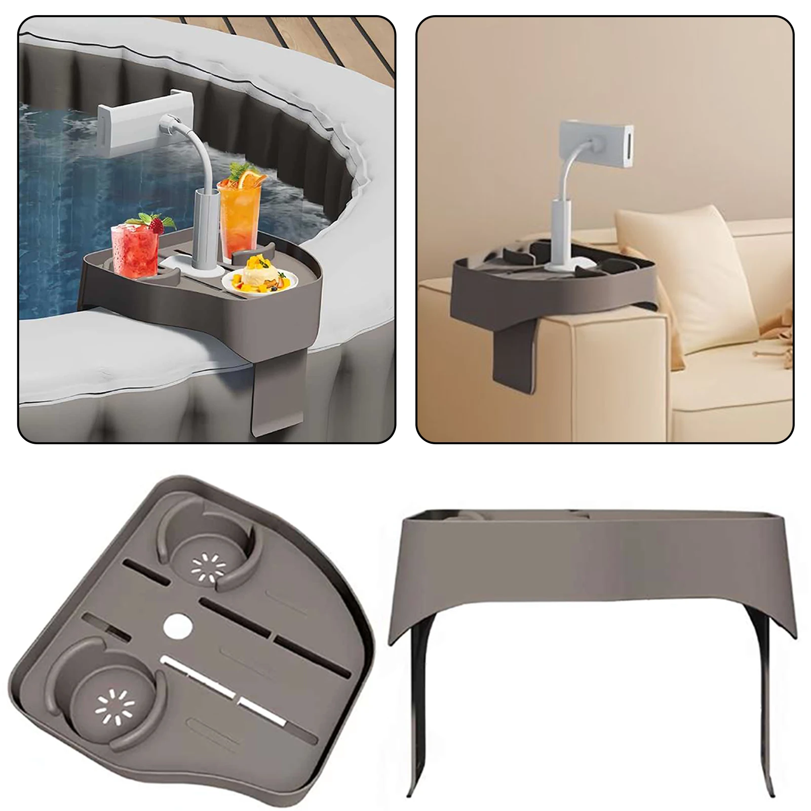 Clip-on Pool Cup Holder Phone Holder Pool Beverage Drink Tray Summer Accessory