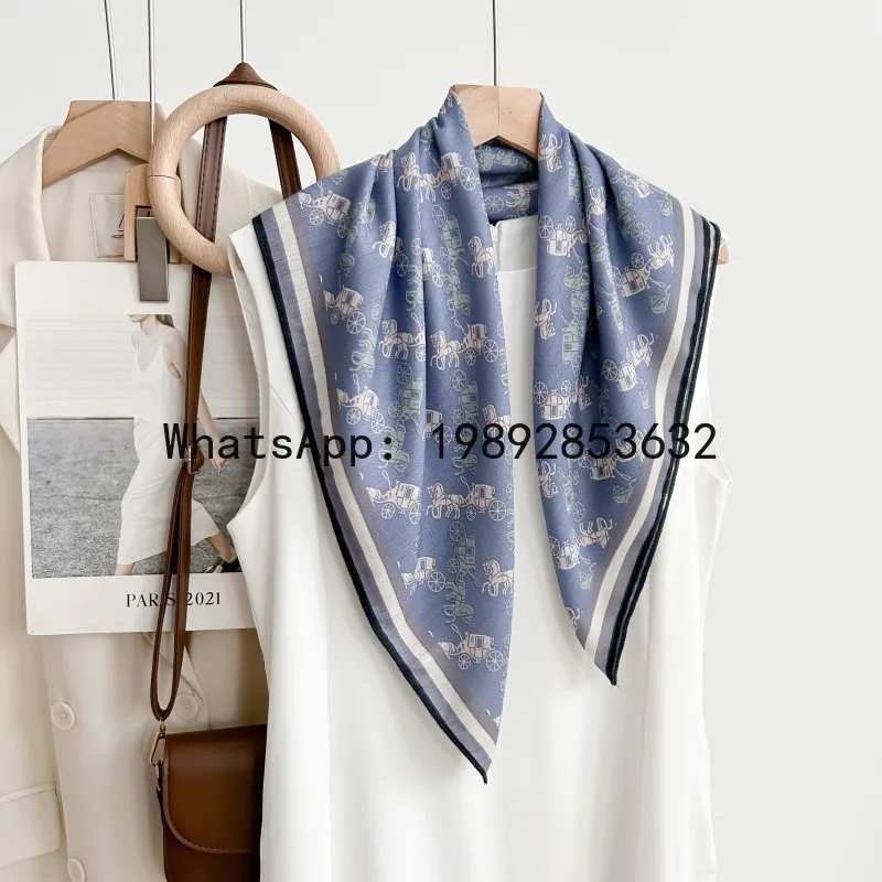 

Printed 65cm small square scarf, faux silk with a luxurious, textured feel, for women