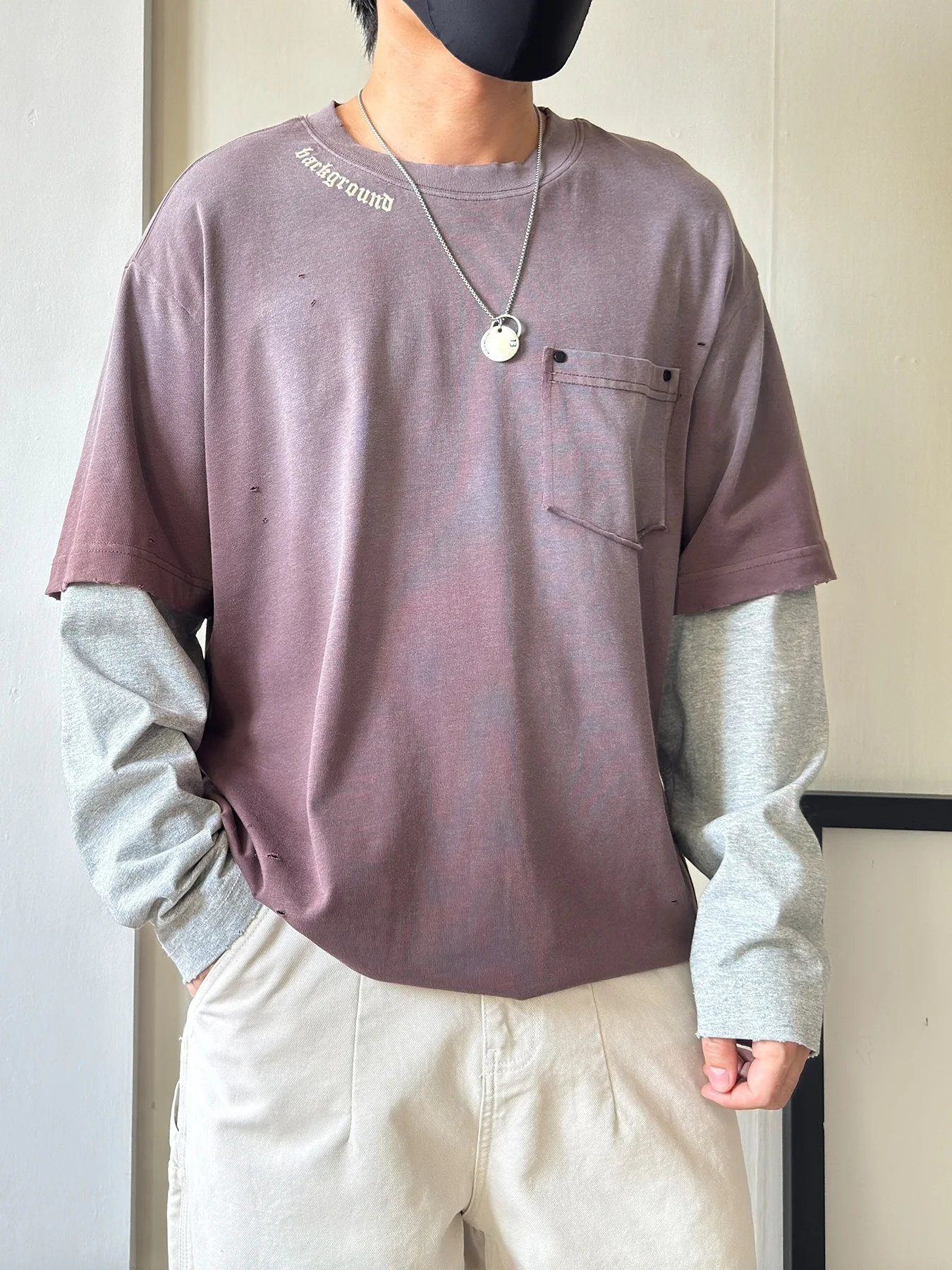 

Мужская футболка в стиле ретро, американский стиль, свободный крой, винтажный дизайн, из чистого хлопка, для весны и осени, трендовый топ