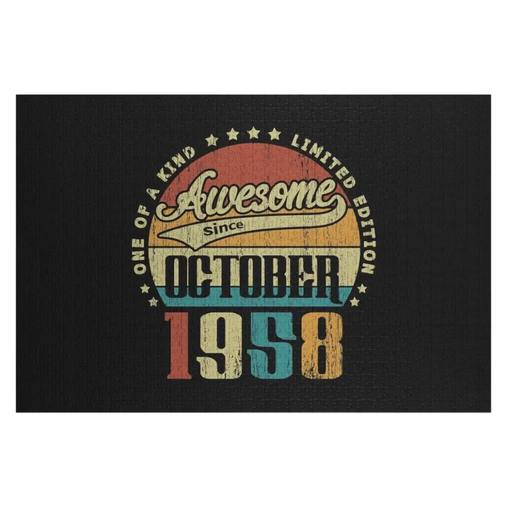 

Vintage October 1958 One Of A Kind Awesome Since October 1958 62nd Birthday Gift 62 Years Old Jigsaw Puzzle Photo Puzzle