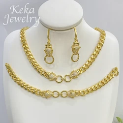 African Gold Plated Jewelry Set Germany Women Classics Fashion Design Bracelet Earrings Necklace Wedding America Party Jewelry