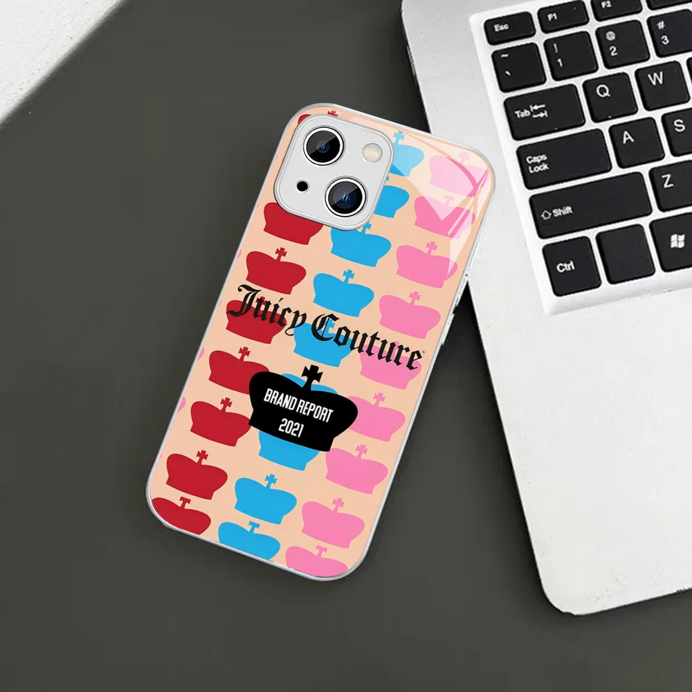 J-Juicy Cool C- Couture Phone Case Tempered Glass For iphone 14 13 12 11 Pro Mini XS MAX 14Plus X XS XR Cover