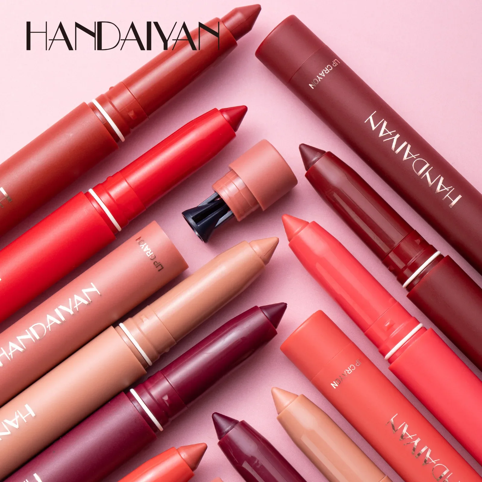 คุณภาพสูง HANDAIYAN 12 สี Lip Liner Set ทนทาน Non-stick Cup โรตารี่ Sharpenable Dual Purpose Lip Liner Set