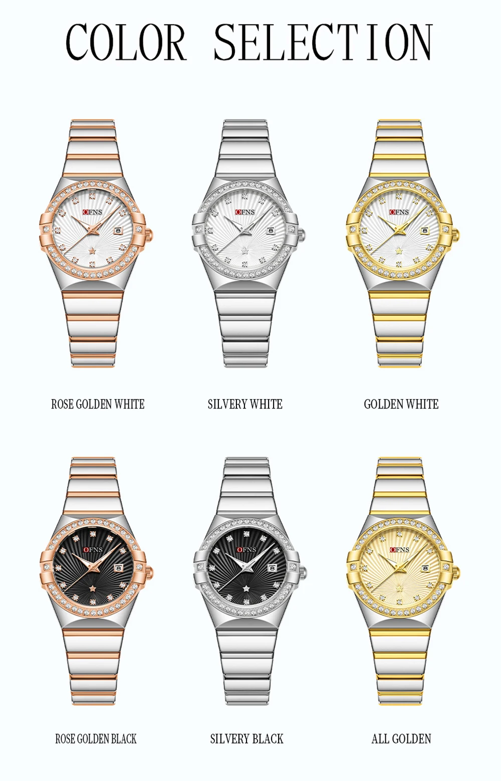 OFNS Новые 1569 модные роскошные женские кварцевые часы водостойкий светящийся календарь деловые женские кварцевые часы с бриллиантами 2025