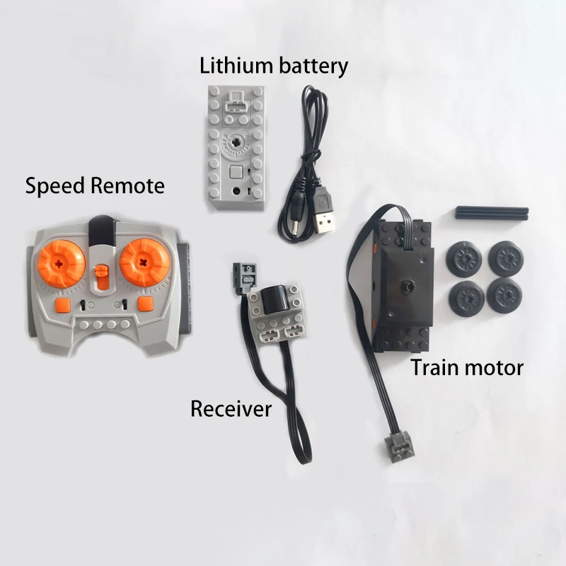 مجموعة وحدات بناء MOC ذات قوة المحرك ، أجزاء PF عالية التقنية ، الطوب ، بطارية الليثيوم ، جهاز التحكم عن بعد ، محور العجلة ، اللعب