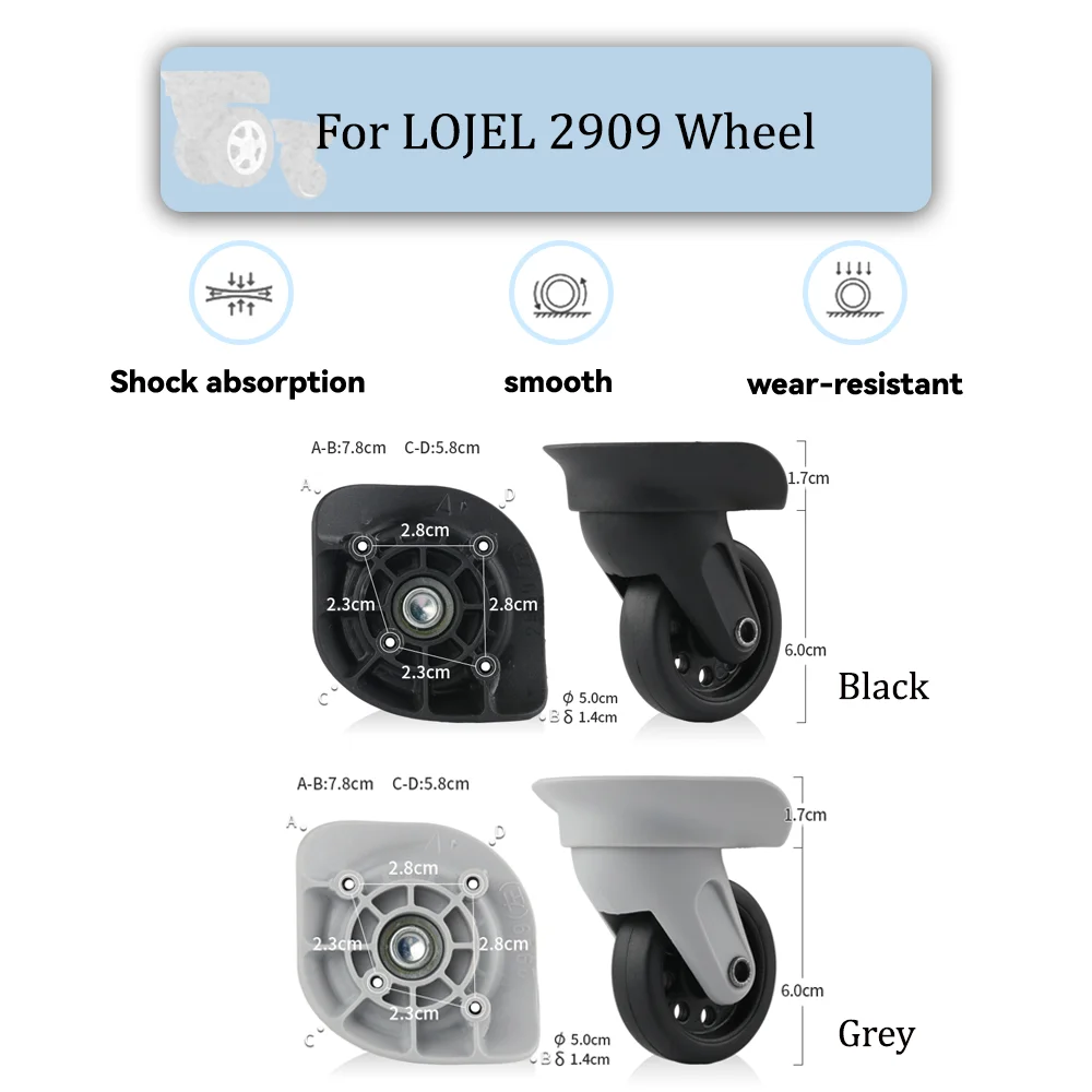 For LOJEL 2909 Universal Wheel Black Replacement Suitcase Silent Smooth Shock Durable Absorbing Rotating Accessories Wheels