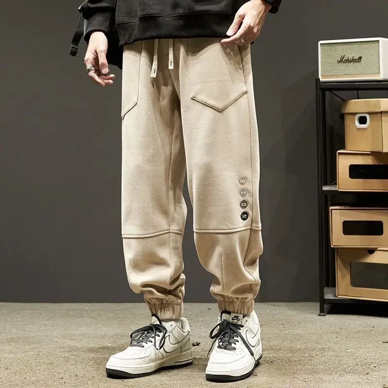 

Sweatpants Men's Autumn Winter New Loose Sports Harem Pants Splicing Casual Overalls Drawstring Pockets Letter Trousers