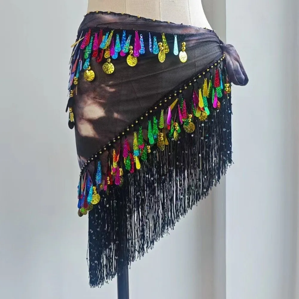 catena-da-vita-per-danza-del-ventre-con-paillettes-glitterate-cintura-da-ballo-triangolare-cava-catena-da-vita-regolabile-con-paillettes-colorate
