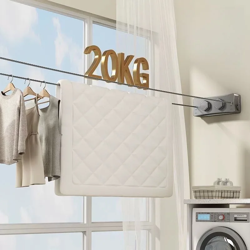 Invisible Clothesline, Indoor No-drill Balcony Invisible Retractable Clothesline Device, Bathroom Clothesline, Steel Wire Rope