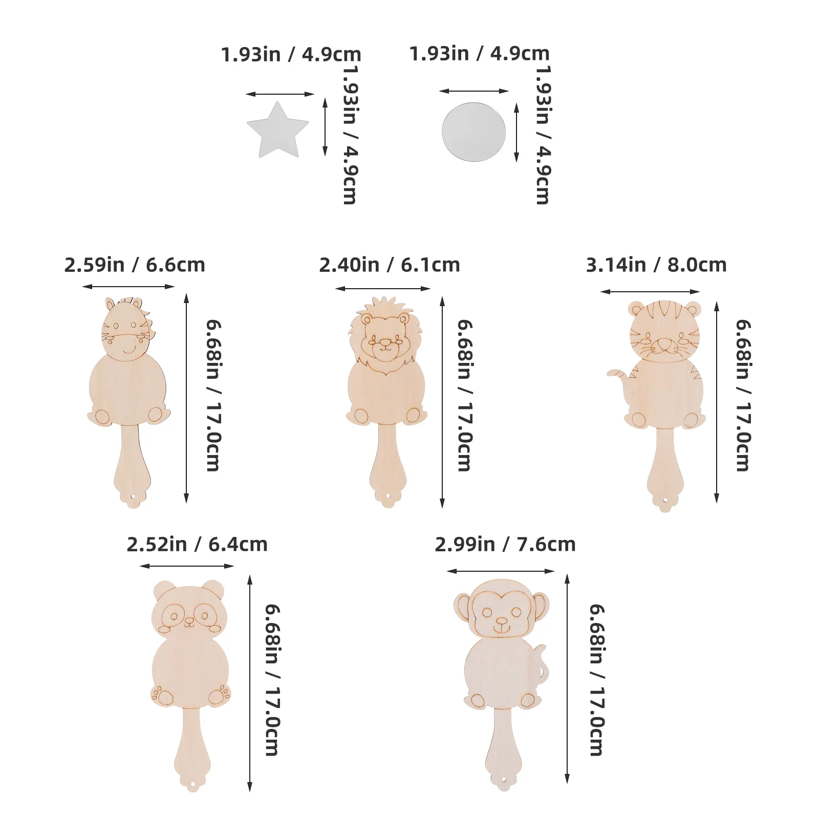 10-teiliges Tierspiegel-Set aus Holz zum Selbermachen, bemalbares Handwerksset für Kinder, Ostern, Aktivität, Klassenzimmer, Kunstbedarf, sicherer Acrylspiegel