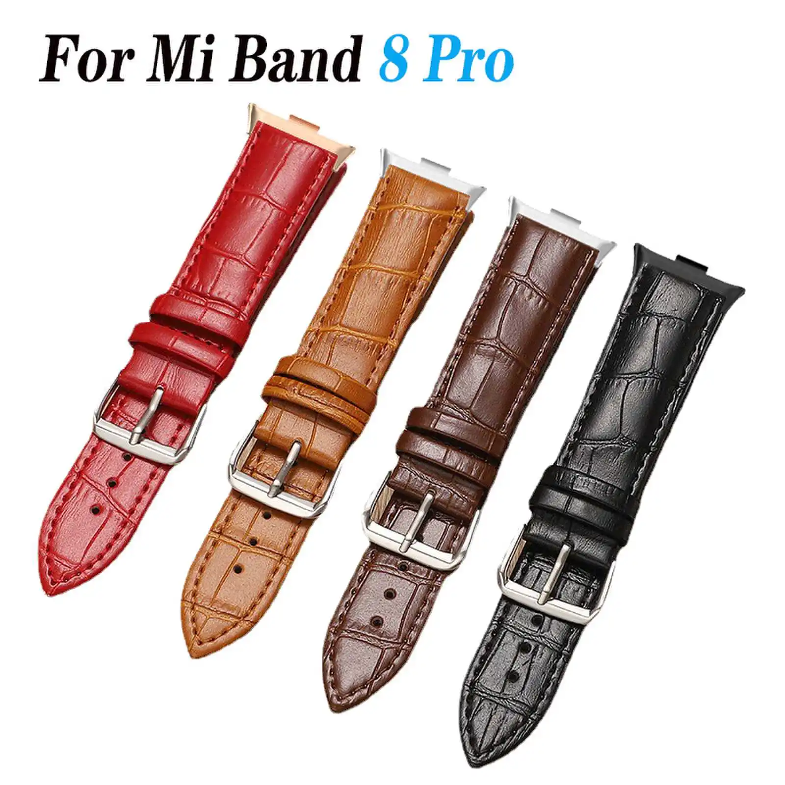 

Ремешок бамбуковый в полоску для Xiaomi Mi Band 8 Pro, металлический браслет с разъемами для смарт-часов Miband 8Pro