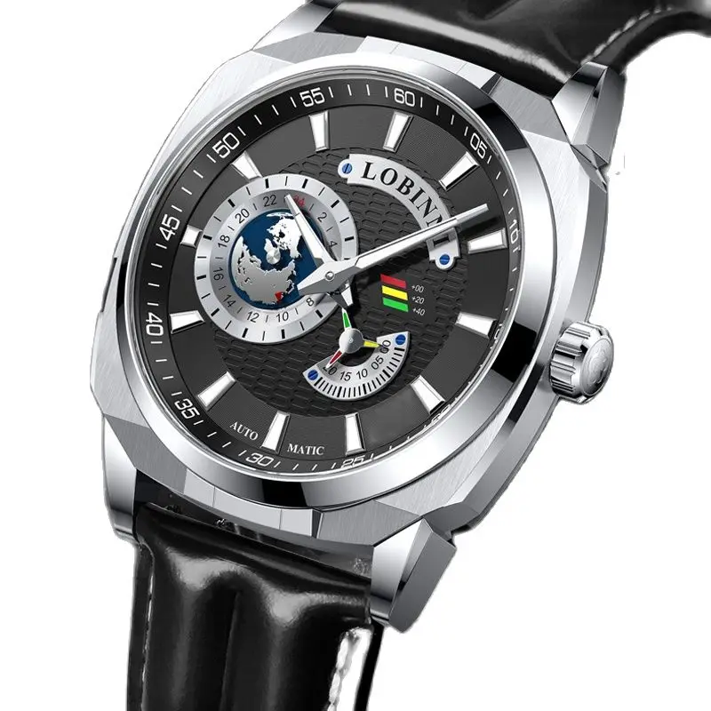 LOBINNI Japan MIYOTA Automatic Mechanical Sapphire Watches for Men 50M Waterproof Luminous Square L16071 Luxury Brand Clock