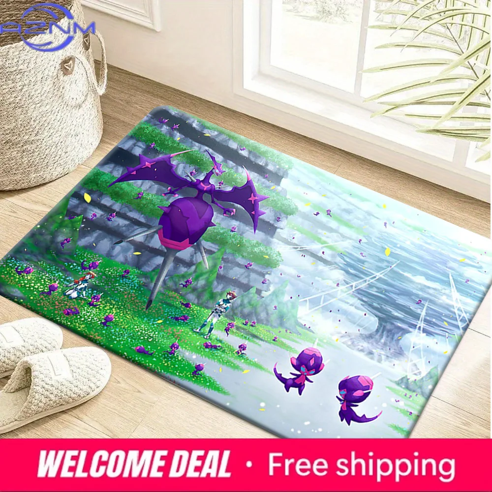 Alfombra antideslizante con estampado de aventuras de Pokemon Naganadel y Poipole