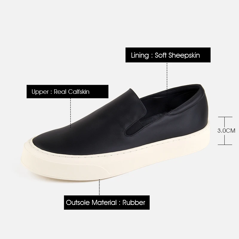 Donna-in Platform Loafers Women White Flat Casual Shoes Luxury Genuine Sheepskin Soft Round Toe Slip On Female Shoes Minimalistyczne