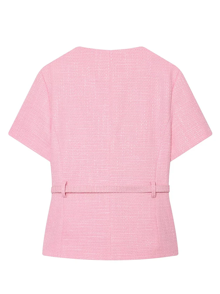 HH Fashion Trendy Premium Pink Coat Women Spring Summer Stylish Short Sleeve Relaxed Fit Street Wear Chic Gorgeous Cool Jacket