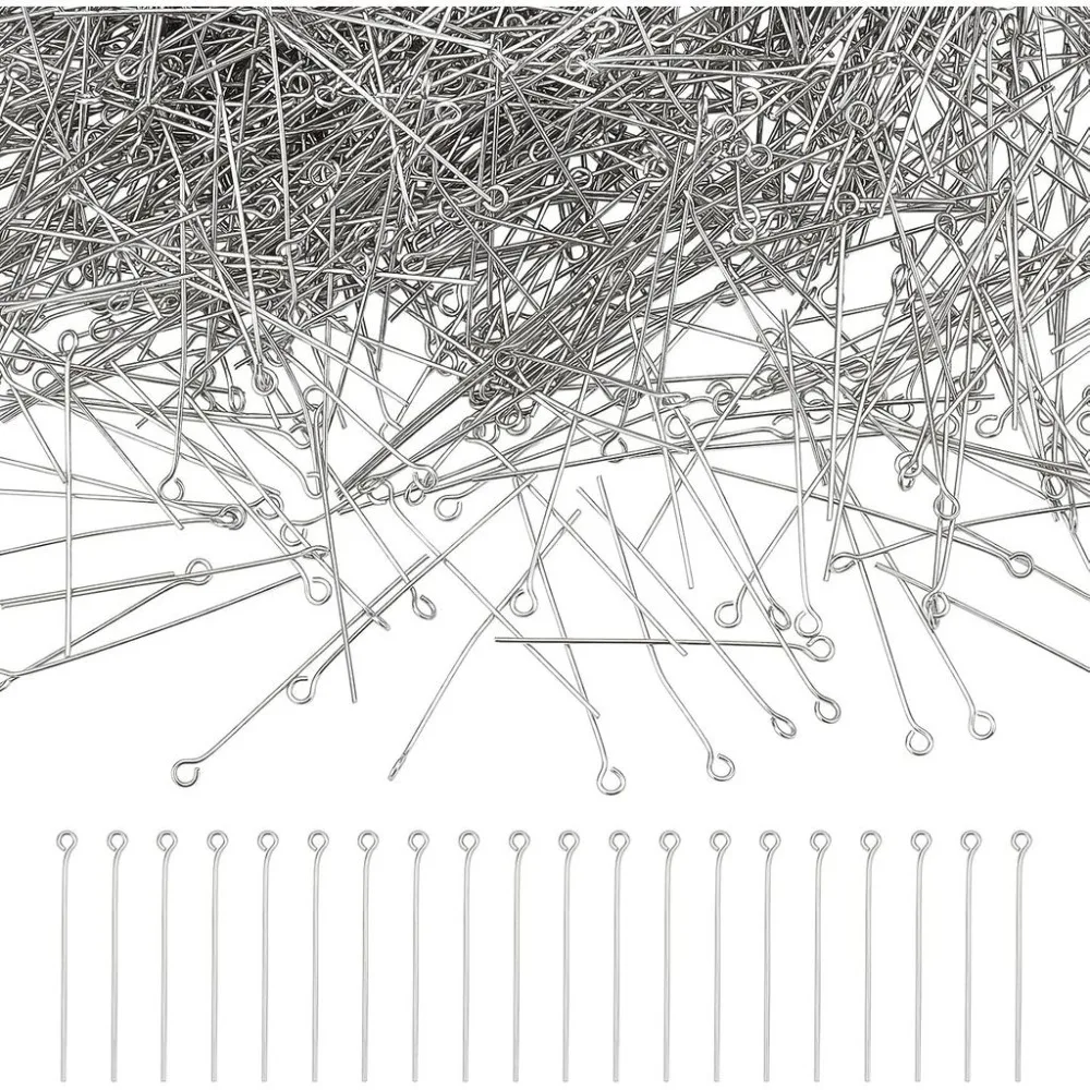 2000 Pcs 304 Stainless Steel Open Eyepins Loop Pins Headpins Findings 0.8 inch/20mm Length for Jewelry Making
