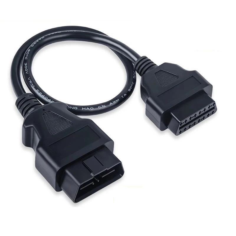 30/60/100CM Flat+Thin As Noodle 16 Pin Socket OBD OBDII OBD2 16Pin Male To Female Car Scanner Extension Cable Connector