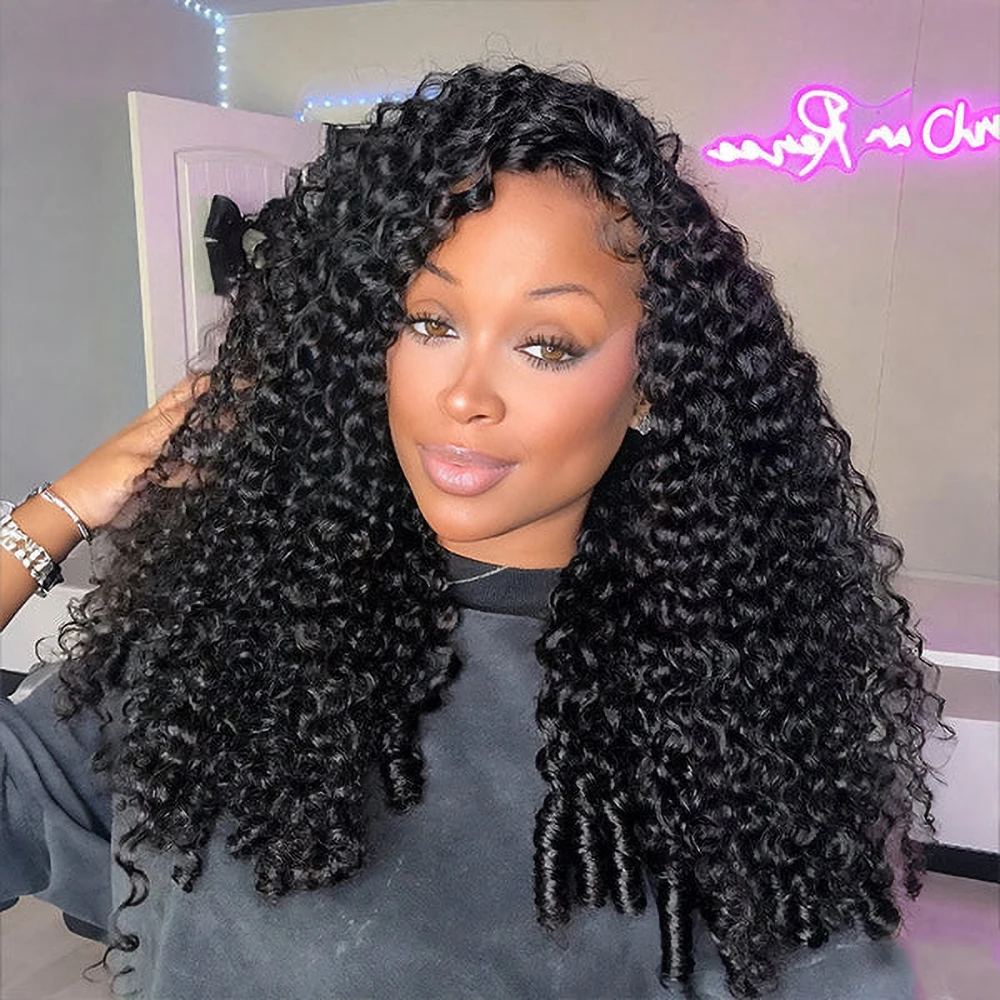 Geeta 3 In 1 Half Wig Burmese Curly Half Wigs Human Hair With Drawstring Seamless Flip Over Half Wig Beginner Friendly Curly Wig