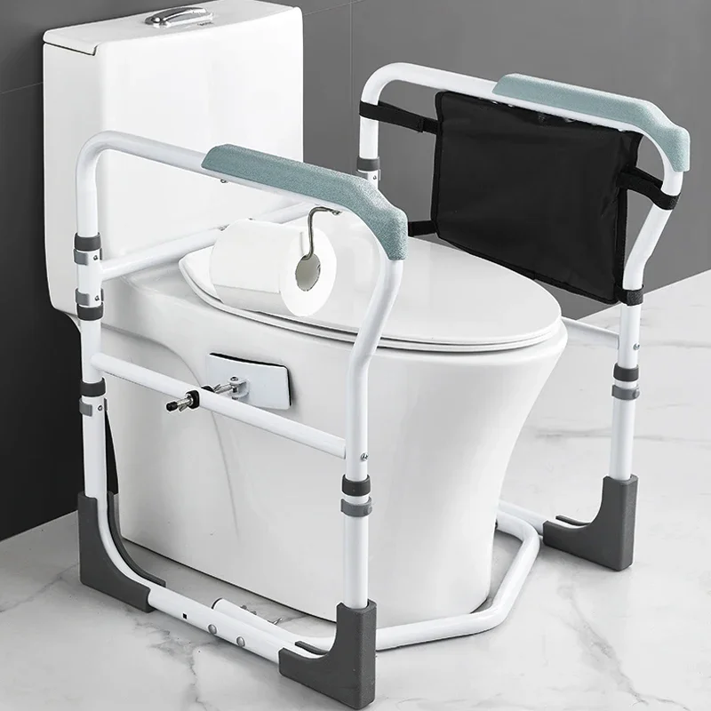 Toilet Safety Rail Supports 300lbs for Handicap Seniors Carbon Steel Toilet Support Toilet Assistance Frame Stable Stand-Up Aids
