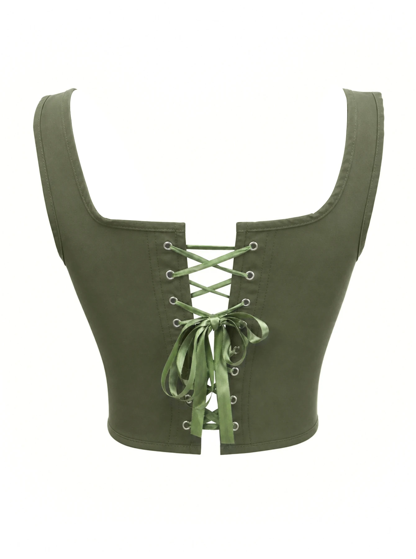Women Punk Military Y2K Corset Top Adjustable Strap Front Zip Crop Bustier Pointed Hem Waist Shaper Street Club Party