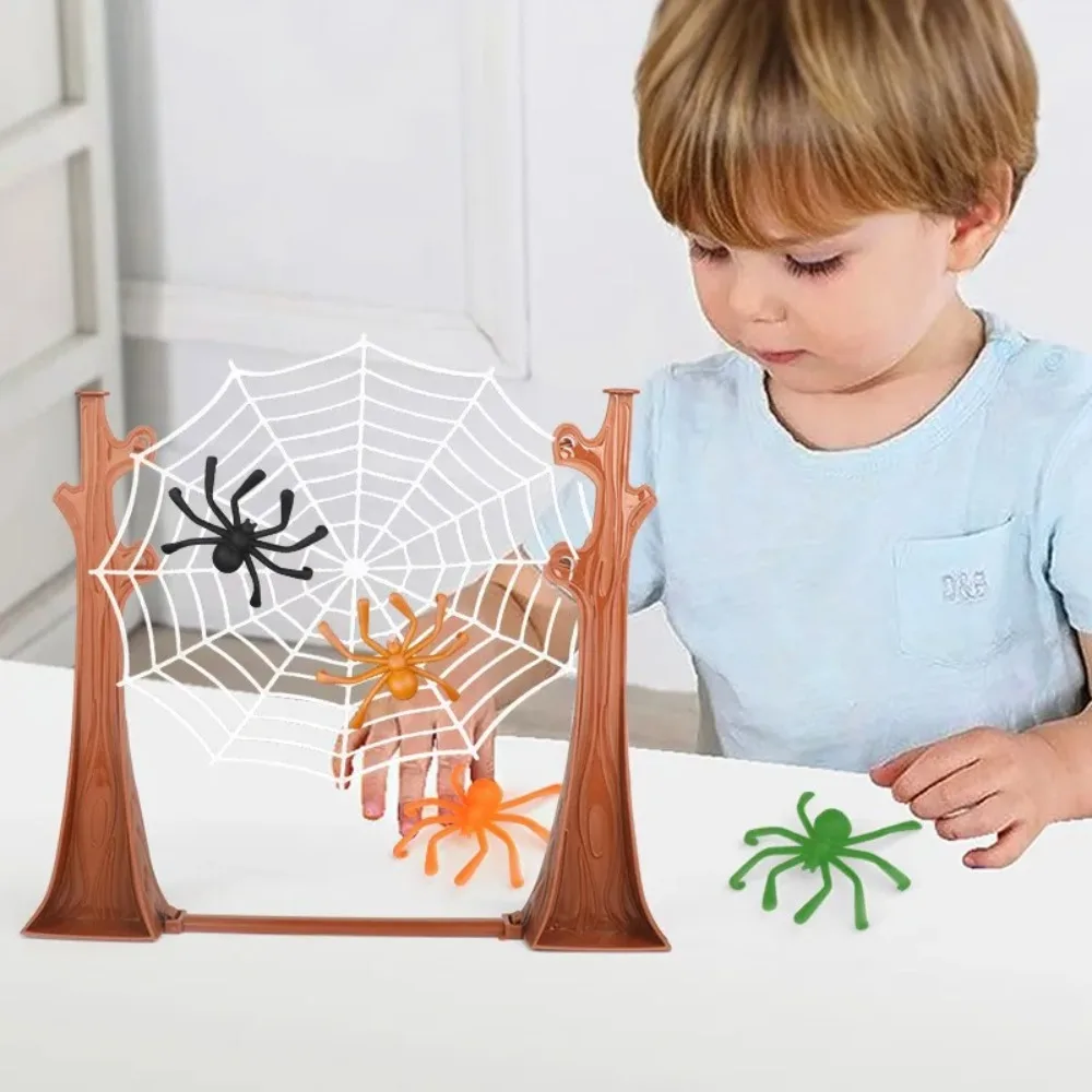 Funny Bouncing Spider Desktop Board Games Plastic Spider Web Jumping Spiders Game Interactive Entertainment Game Birthday Gifts