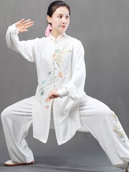 Embroidered Tai Chi Clothing for Women, Chinese Kung Fu Martial Arts Uniforms, Fitness Performance Competition Handcrafted Colla