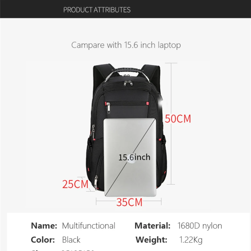 Swiss-mochila multifuncional duradera para ordenador portátil, bolsa de viaje grande, bolsa para libros universitarios, puerto de carga USB,