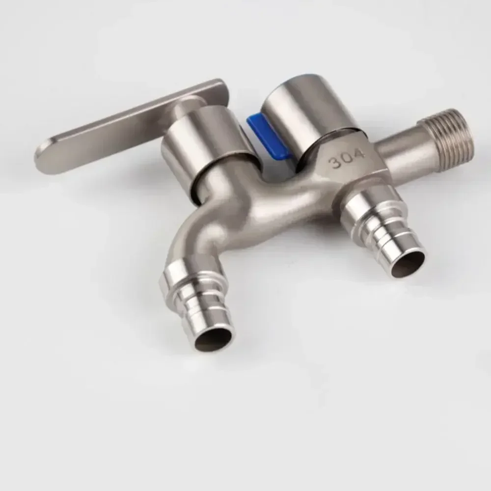 

One-in-two-out Double Water Outlet Tap Dual-water Stainless Steel Mop Pool Faucet Water Switch Outdoor Garden Bibcock
