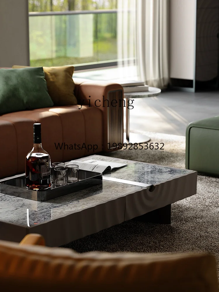 A3-6 Natural Marble Tea Table High-End Whole House with New Ripple Series Light Luxury Modern Tea Table