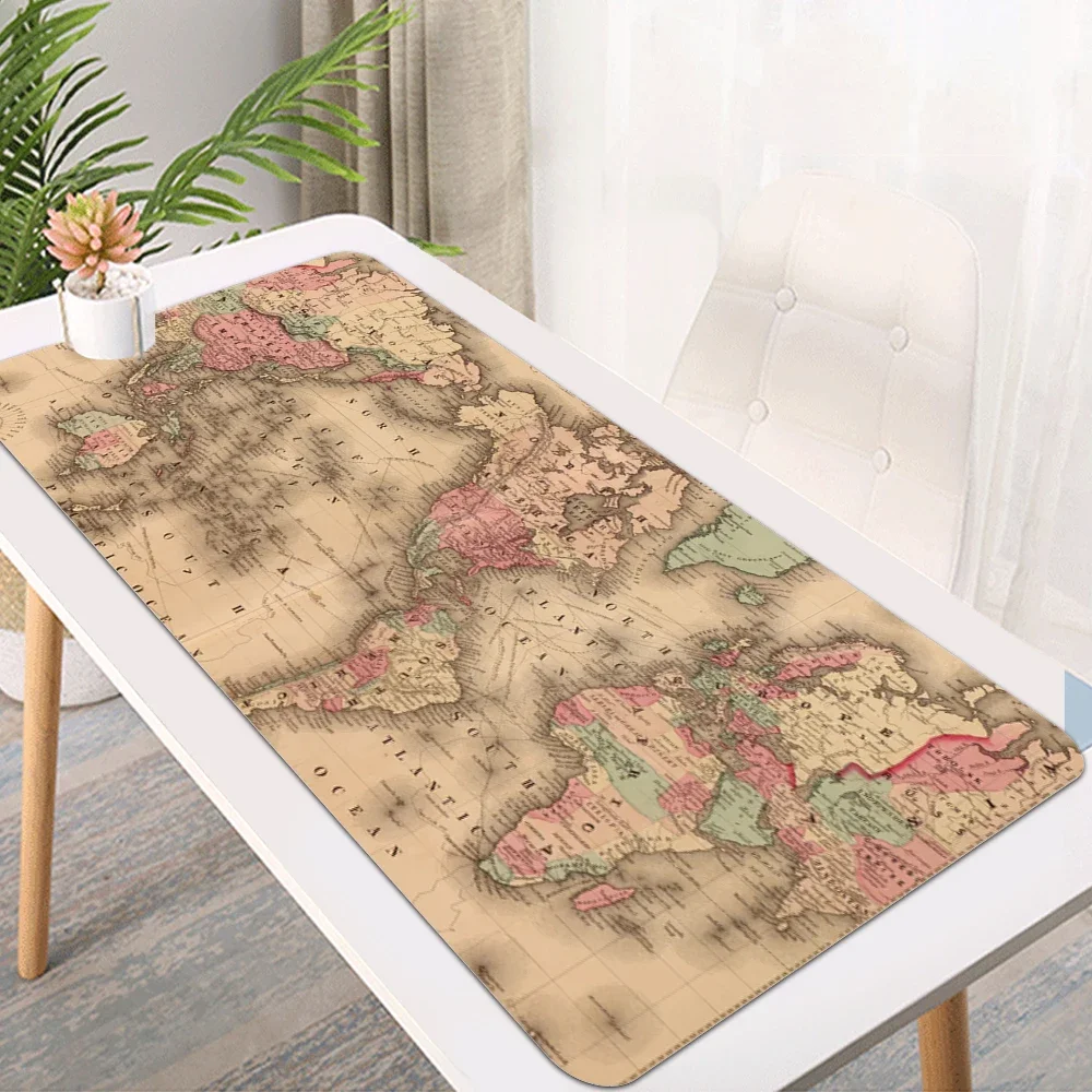 Mairuige Old World Map Large Gaming Lock Edge Mouse Mat Keyboard Pad Desk Mat Table Mat Gamer Mouse Pad for Laptop Notebook Lol