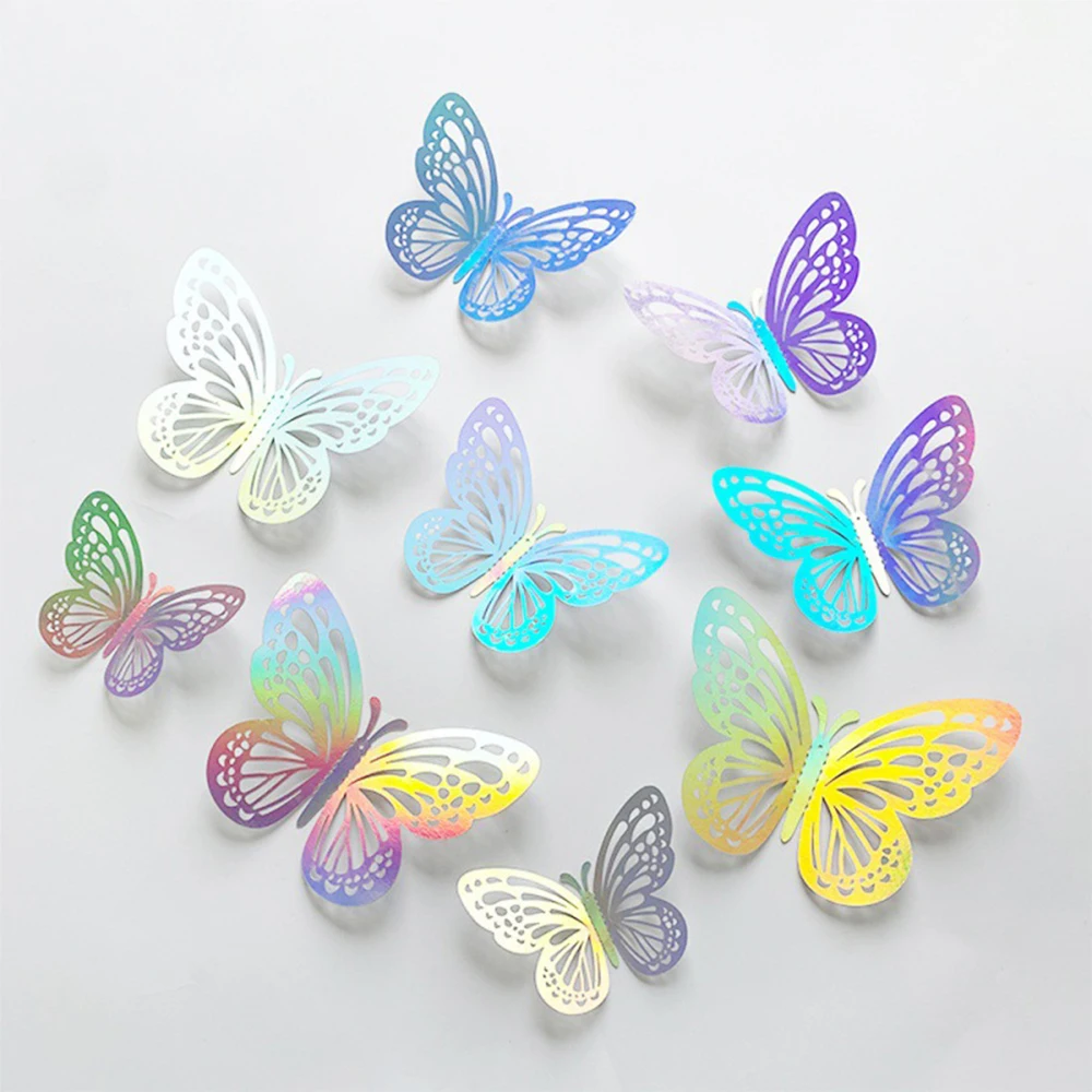 4 Sets Watercolor Flying Butterflies Pattern Wall Stickers for Kids Living Room Decoration Baby Bedroom Wall Decals Home Decor