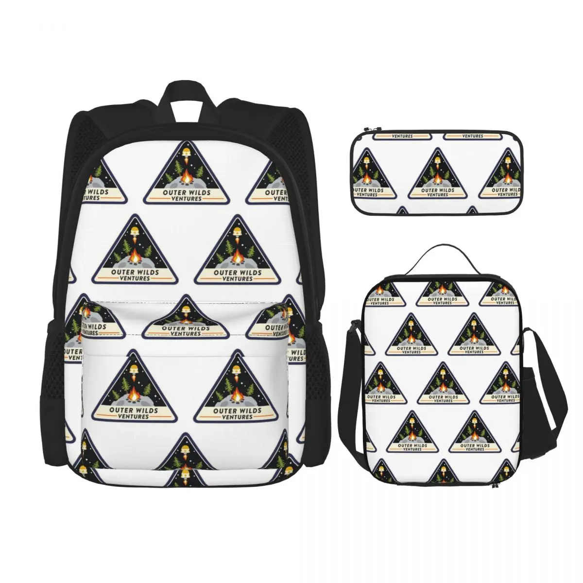Outer Wilds Ventures Patch Backpacks Boys Girls Bookbag Children School Bags Kids Rucksack Lunch Bag Pen Bag Three-Piece Set