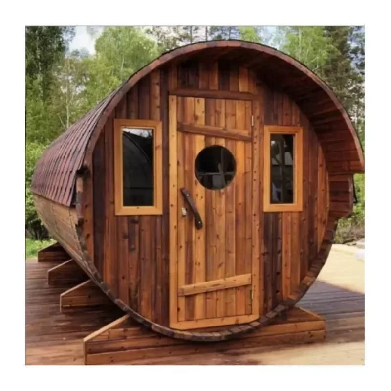 

【Best-selling】2024 Red Cedar Sauna Soild Wood Wooden Sauna Dry Wet Steam Outdoor Barrel Sauna Room