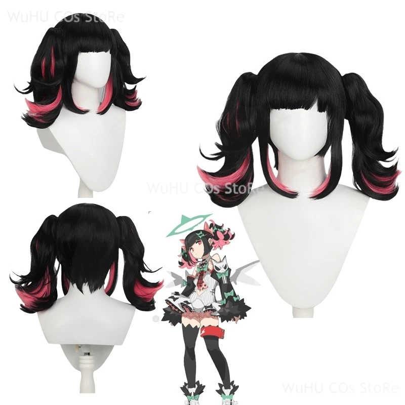 

Game Zenless Zone Zero Cosplay Virtual Idol Cosplay Wig Women Cute Black Pink Short Wig Double Ponytail Women Halloween Cosplay