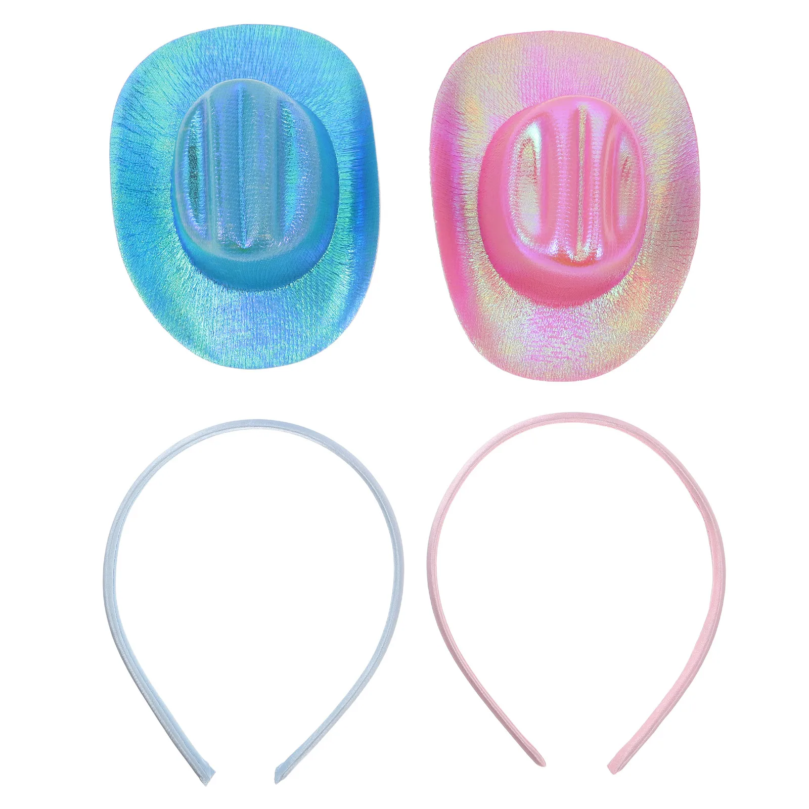 

2 шт. переливающиеся повязки на голову в стиле лазерного ковбойского шляпки-федоры для женщин, винтажные, для свадьбы, вечеринки, карнавала, чаепития, праздника, мини-шляпки для костюмированных мероприятий