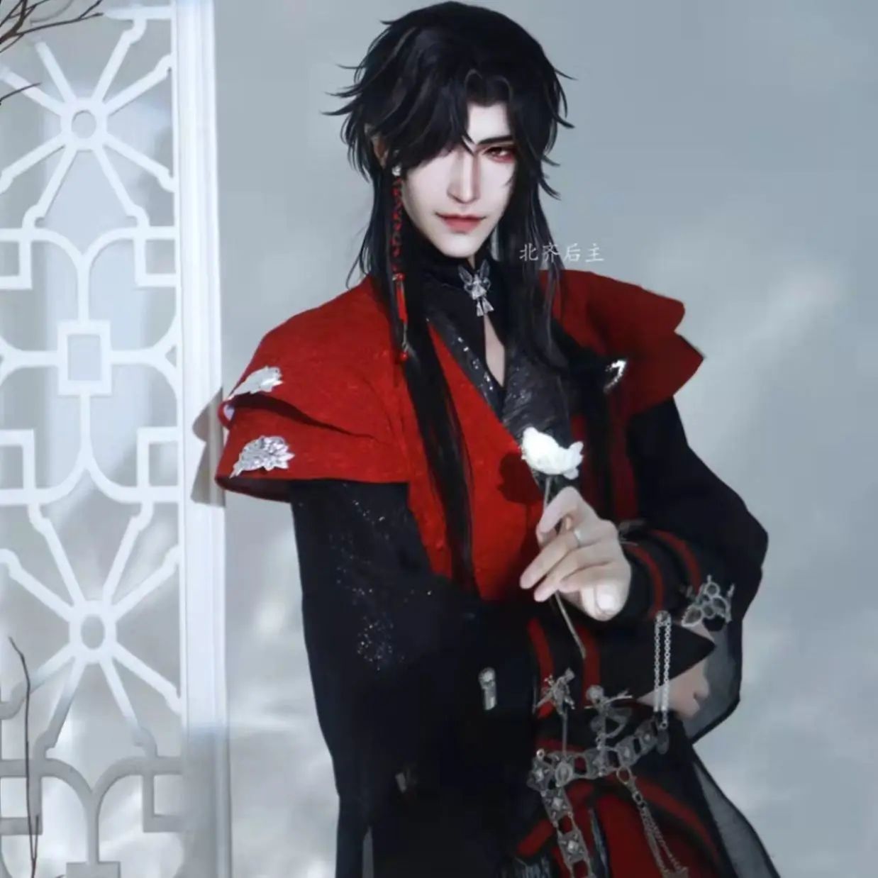 Tian Guan Ci Fu disfraz de Cosplay de Anime Hua Cheng, disfraces de San Lang Cos, peluca superior, utilería de Halloween, ropa Han Fu, Demon King