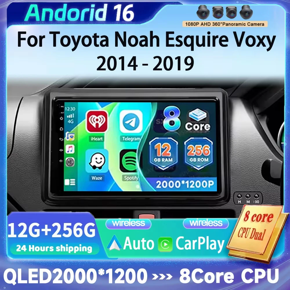 Wireless Carplay Android 16 for Toyota Noah 80 Esquire Voxy 2014 - 2019 GPS Car Video Multimedia Player BT Touch Screen
