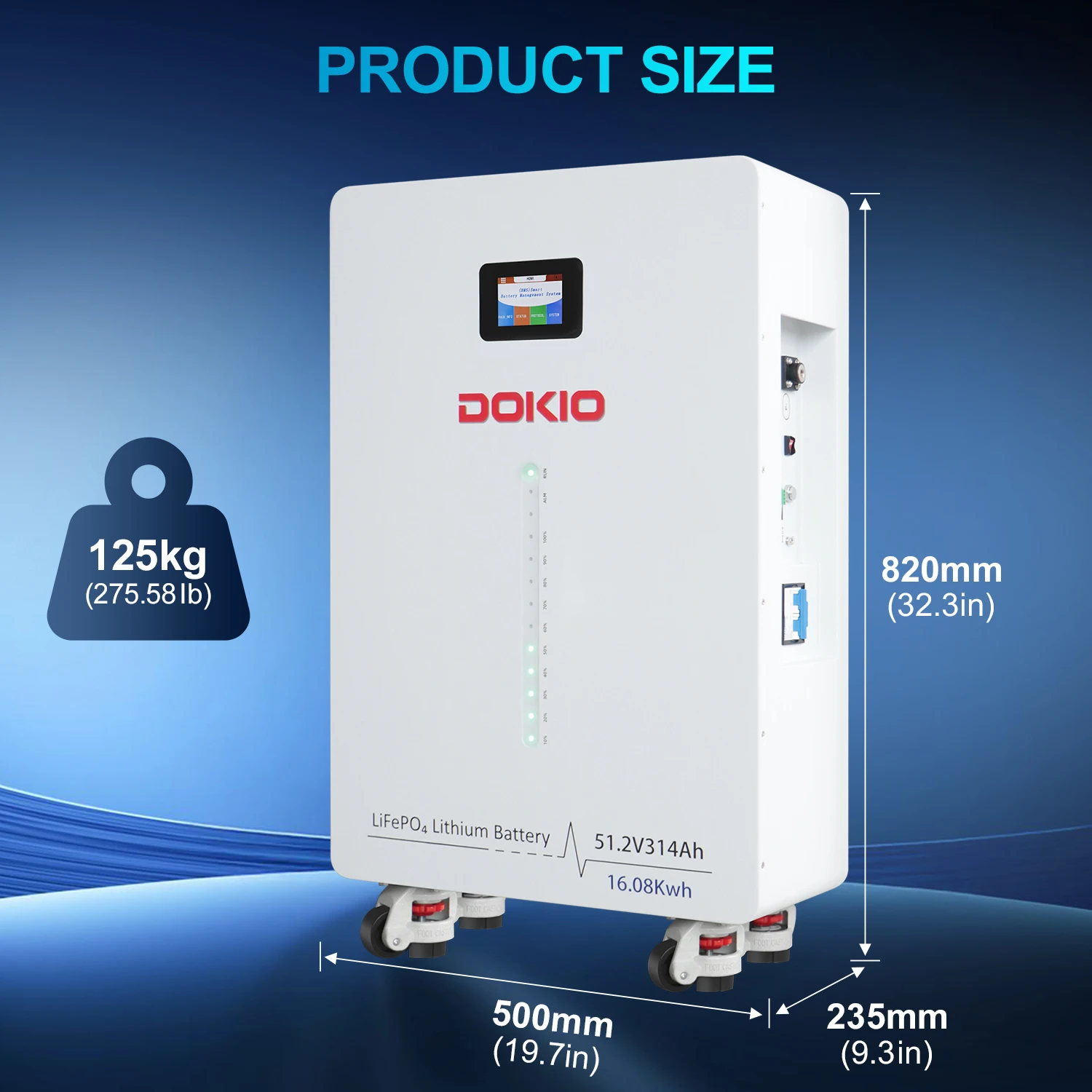 51.2V 314Ah 16KWh LiFePO4 Battery Household Solar Energy Storage Battery 48V 314Ah Lithium Iron Phosphate Battery with Smart BMS