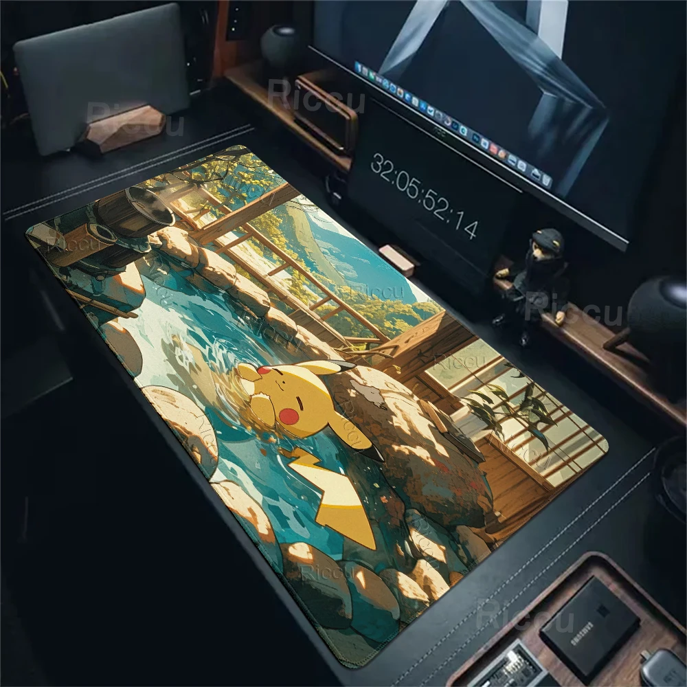 Mauspad, große Größe, P-Pikachu, Ästhetik, Computertastatur, Gaming-Zubehör, Schreibtischunterlage, Rastkantenverschluss, Gamer-Teppich, Anime-Tischmatte